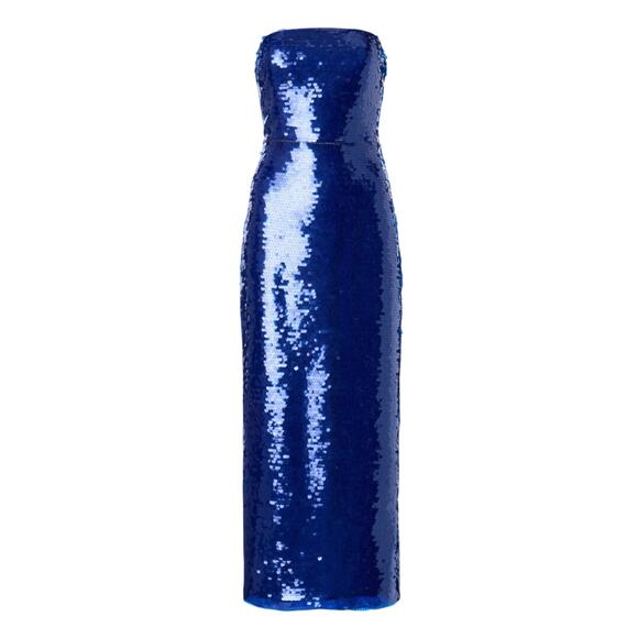 ML Monique Lhuillier Strapless Mira Sequins Dress in Blue, Size US 4 - Picture 1 of 8